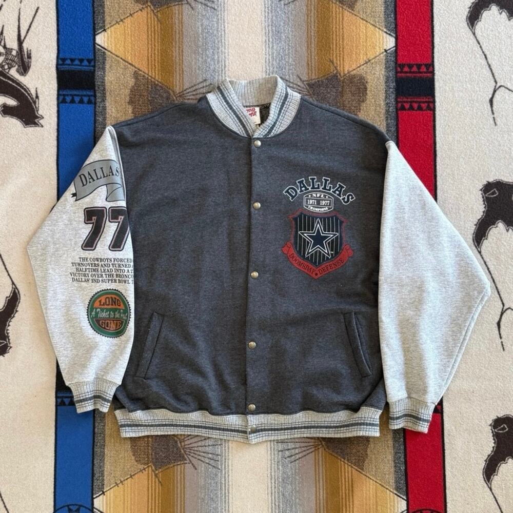 Vintage Dallas Cowboys 1977 Super Bowl Button Up Sweatshirt XL Long Gone 90s